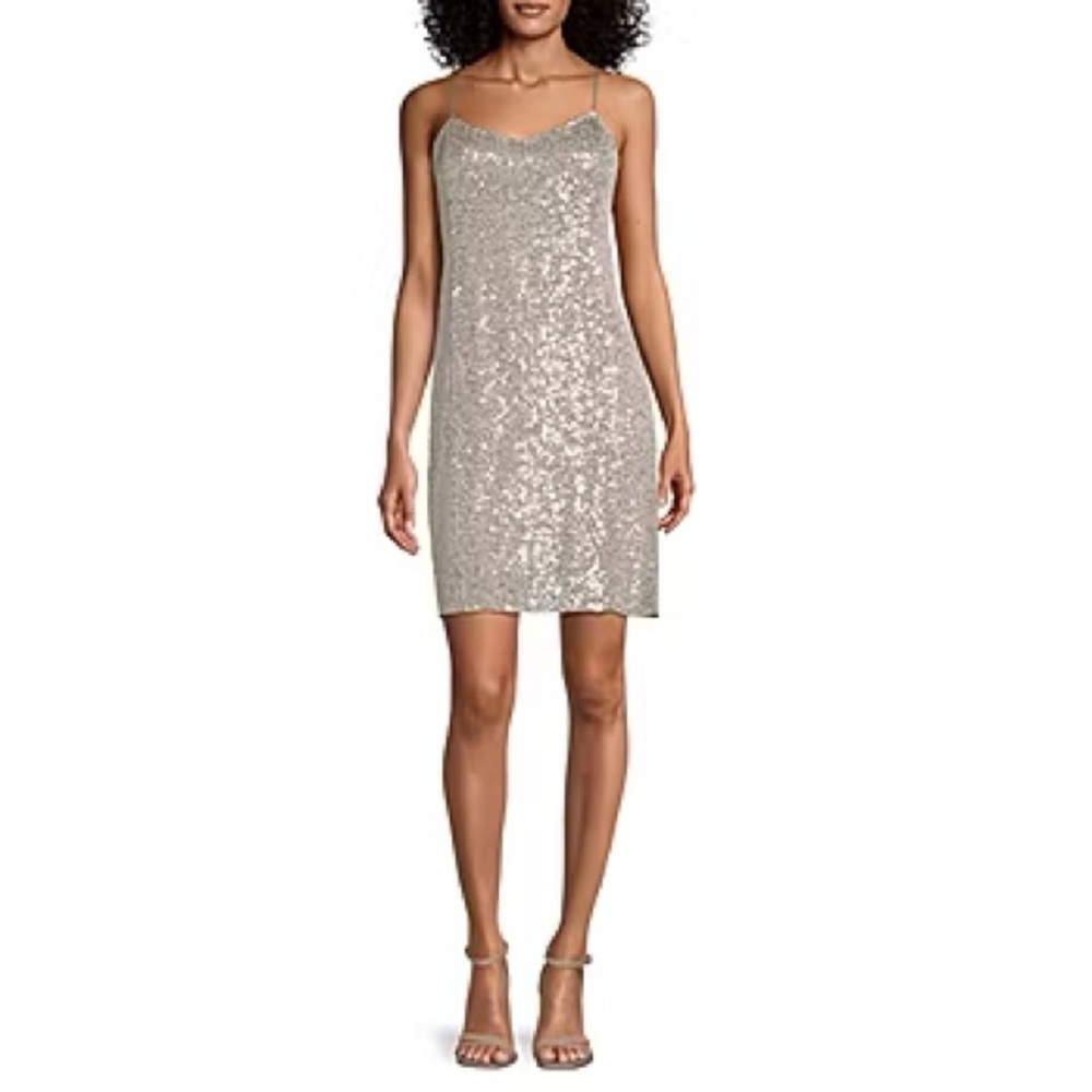 Worthington Womens Sleeveless Sequin Slip Dress Size Small